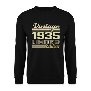 Anniversaire 89 Ans Millésime 1935 Cadeau 1935 - Sweat-shirt Unisexe - noir - Devant - Alina (178cm) & Michal (187cm)