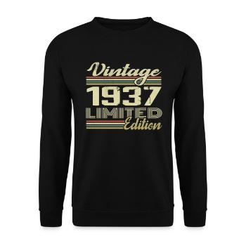 Geburtstag 87 Jahre Jahrgang 1937 Geschenk 1937 - Unisex Pullover - Schwarz - Vorne - Alina (178cm) & Michal (187cm)