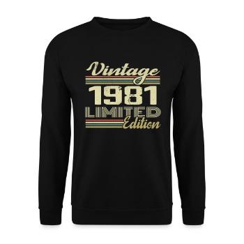 Geburtstag 43 Jahre Jahrgang 1981 Geschenk 1981 - Unisex Pullover - Schwarz - Vorne - Alina (178cm) & Michal (187cm)