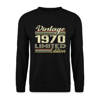 Anniversaire 54 Ans Millésime 1970 Cadeau 1970 - Sweat-shirt Unisexe - noir - Devant - Alina (178cm) & Michal (187cm)