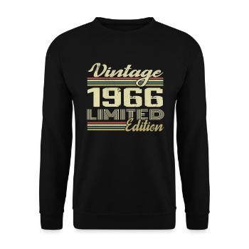 Anniversaire 58 Ans Millésime 1966 Cadeau 1966 - Sweat-shirt Unisexe - noir - Devant - Alina (178cm) & Michal (187cm)