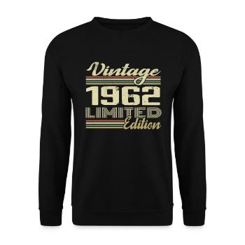 Anniversaire 62 Ans Millésime 1962 Cadeau 1962 - Sweat-shirt Unisexe - noir - Devant - Alina (178cm) & Michal (187cm)