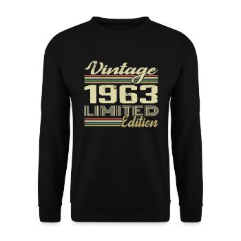 Anniversaire 61 Ans Millésime 1963 Cadeau 1963 - Sweat-shirt Unisexe - noir - Devant - Alina (178cm) & Michal (187cm)
