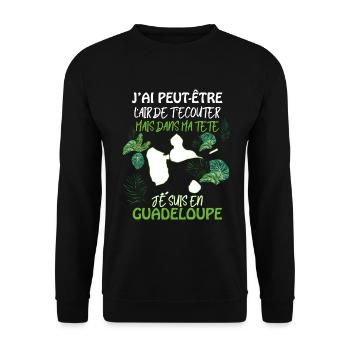 Message Guadeloupe Humour Drôle Antilles - Sweat-shirt Unisexe - noir - Devant - Alina (178cm) & Michal (187cm)
