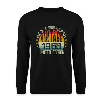 Jahrgang Jahrgang 1968 Retro Geburtstagsgeschenk 1968 - Unisex Pullover - Schwarz - Vorne - Alina (178cm) & Michal (187cm)