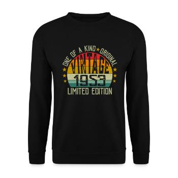 Jahrgang Jahrgang 1953 Retro Geburtstagsgeschenk 1953 - Unisex Pullover - Schwarz - Vorne - Alina (178cm) & Michal (187cm)