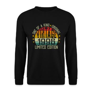 Jahrgang Jahrgang 1996 Retro Geburtstagsgeschenk 1996 - Unisex Pullover - Schwarz - Vorne - Alina (178cm) & Michal (187cm)