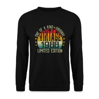 Vintage Né en 1988 Rétro Cadeau Anniversaire 1988 - Sweat-shirt Unisexe - noir - Devant - Alina (178cm) & Michal (187cm)