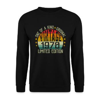 Vintage Né en 1970 Rétro Cadeau Anniversaire 1970 - Sweat-shirt Unisexe - noir - Devant - Alina (178cm) & Michal (187cm)