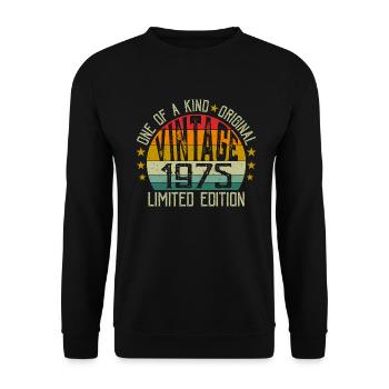 Jahrgang Jahrgang 1975 Retro Geburtstagsgeschenk 1975 - Unisex Pullover - Schwarz - Vorne - Alina (178cm) & Michal (187cm)