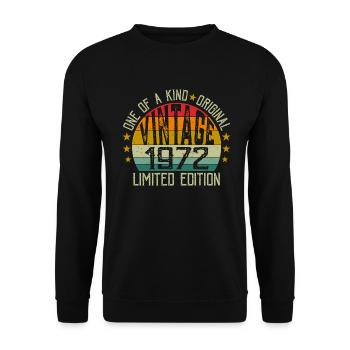 Jahrgang Jahrgang 1972 Retro Geburtstagsgeschenk 1972 - Unisex Pullover - Schwarz - Vorne - Alina (178cm) & Michal (187cm)