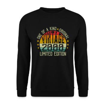 Jahrgang Jahrgang 2000 Retro Geburtstagsgeschenk 2000 - Unisex Pullover - Schwarz - Vorne - Alina (178cm) & Michal (187cm)