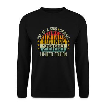 Jahrgang Jahrgang 2008 Retro Geburtstagsgeschenk 2008 - Unisex Pullover - Schwarz - Vorne - Alina (178cm) & Michal (187cm)