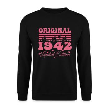Cadeau 82e Anniversaire 1942 Femme | Né en 1942 - Sweat-shirt Unisexe - noir - Devant - Alina (178cm) & Michal (187cm)