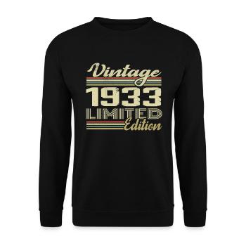 Birthday 91 Years Vintage 1933 Gift 1933 - Unisex Sweatshirt - black - Front - Alina (178cm) & Michal (187cm)