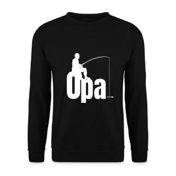 Angeln Fischen Opa Großvater Geschenk Angler - Unisex Pullover - Schwarz - Vorne - Alina (178cm) & Michal (187cm)