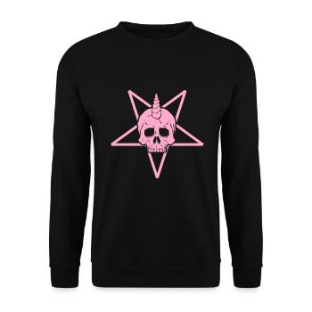 Girl Metal Black Pink Pentacle Skull - Unisex Sweatshirt - black - Front - Alina (178cm) & Michal (187cm)