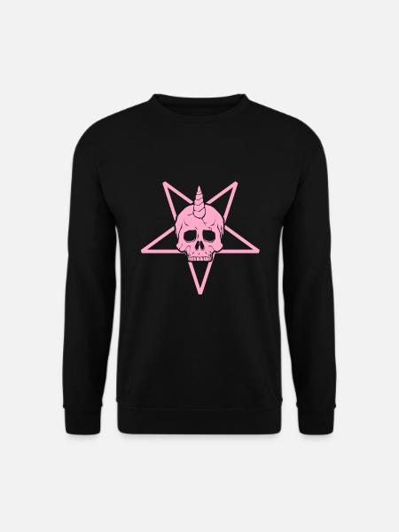 Girl Metal Black Pink Pentagramm Totenkopf - Unisex Pullover - Schwarz