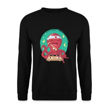 Oktopus Sushi Sushimeister - Unisex Pullover - Schwarz - Vorne - Alina (178cm) & Michal (187cm)