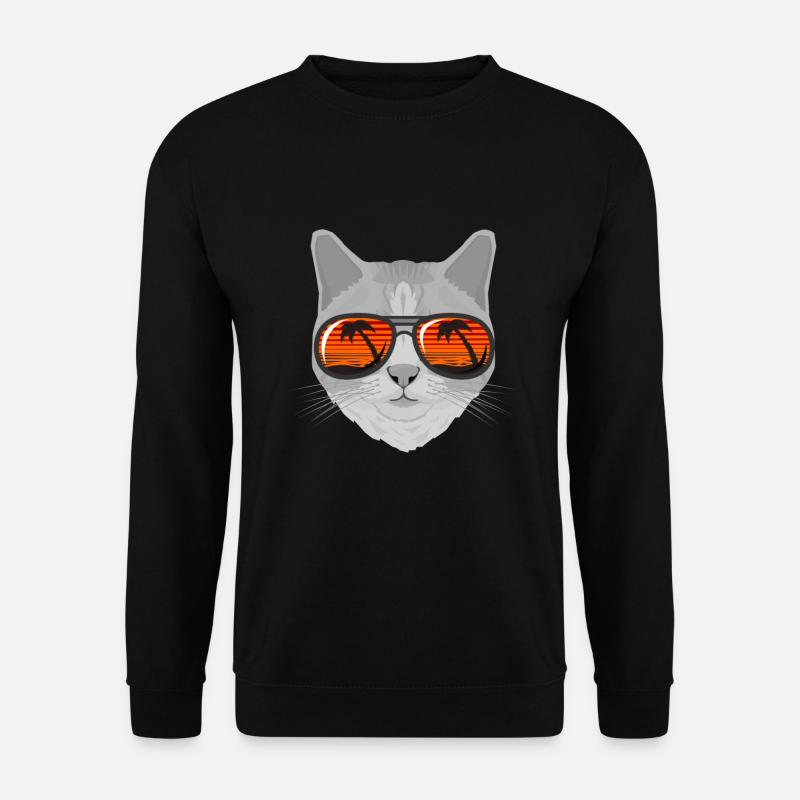 Katze mit Sonnenbrille Brille Geschenk - Unisex Pullover - Schwarz