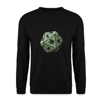 Pen and Paper Role Playing Dice W20 Gift - Unisex Sweatshirt - black - Front - Alina (178cm) & Michal (187cm)