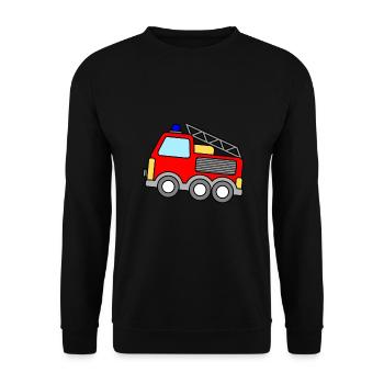 Fire Truck Children Fire Brigade Gift - Unisex Sweatshirt - black - Front - Alina (178cm) & Michal (187cm)
