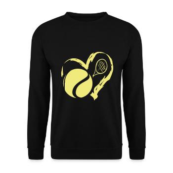 Tennis Herz Badminton Sport Geschenkidee - Unisex Pullover - Schwarz - Vorne - Alina (178cm) & Michal (187cm)