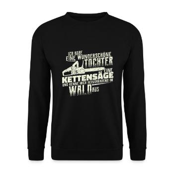 Kettensäge Forstwirt Holz machen Vater Tochter - Unisex Pullover - Schwarz - Vorne - Alina (178cm) & Michal (187cm)