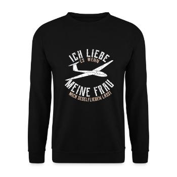 Glider glider glider gift - Unisex Sweatshirt - black - Front - Alina (178cm) & Michal (187cm)
