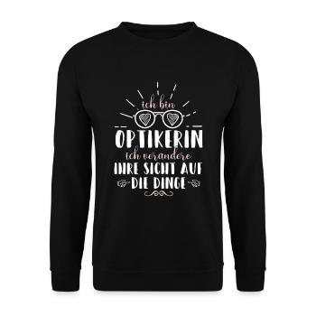 Optikerin Augenoptikerin Brillenoptik Geschenk - Unisex Pullover - Schwarz - Vorne - Alina (178cm) & Michal (187cm)