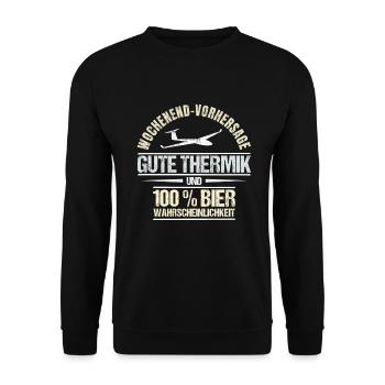 Segelflugzeug Segelflieger Segelflug Geschenk - Unisex Pullover - Schwarz - Vorne - Alina (178cm) & Michal (187cm)