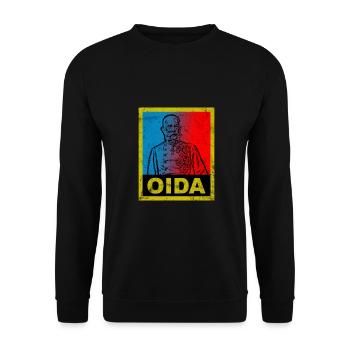 Oida Österreich Kaiser Monarch Text Spruch Design - Unisex Pullover - Schwarz - Vorne - Alina (178cm) & Michal (187cm)