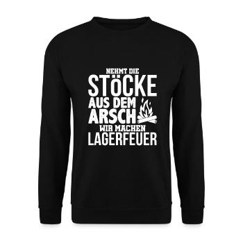 Lagerfeuer - Unisex Pullover - Schwarz - Vorne - Alina (178cm) & Michal (187cm)