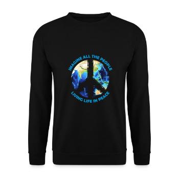 Imaginez toutes les personnes vivant en paix Design - Sweat-shirt Unisexe - noir - Devant - Alina (178cm) & Michal (187cm)
