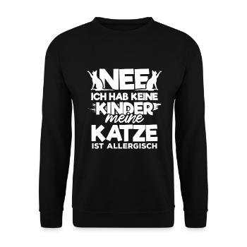 Nee ich habe keine Kinder Katze ist allergisch - Unisex Pullover - Schwarz - Vorne - Alina (178cm) & Michal (187cm)