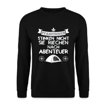 Pfadfinder stinken nicht riechen nach Abenteuer - Unisex Pullover - Schwarz - Vorne - Alina (178cm) & Michal (187cm)