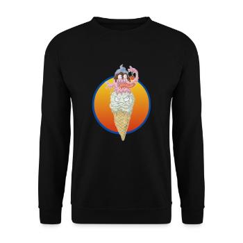 Melting ice cream cone of funny ice cream in the waffle - Unisex Sweatshirt - black - Front - Alina (178cm) & Michal (187cm)