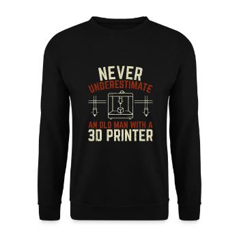 Old man 3D printer gift - Unisex Sweatshirt - black - Front - Alina (178cm) & Michal (187cm)