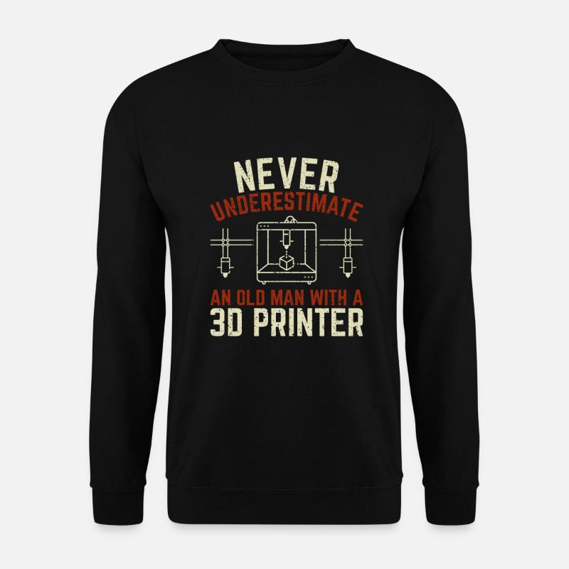Alter Mann 3D Drucker Geschenk - Unisex Pullover - Schwarz