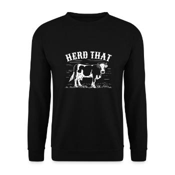 Kuh Bauer Landwirtschaft Rind Geschenk - Unisex Pullover - Schwarz - Vorne - Alina (178cm) & Michal (187cm)