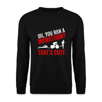 Triathlon Triathlet Triathletin Geschenk - Unisex Pullover - Schwarz - Vorne - Alina (178cm) & Michal (187cm)