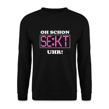 oh schon Sekt Uhr! Sektchen. Sekt. Mädelsabend. - Unisex Pullover - Schwarz - Vorne - Alina (178cm) & Michal (187cm)