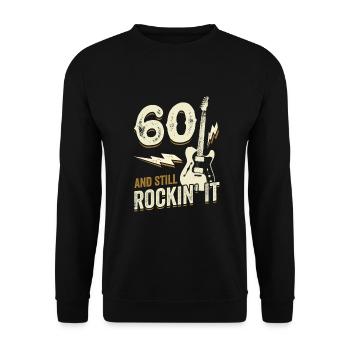 60. Geburtstag Gitarre Gitarrist Geschenk - Unisex Pullover - Schwarz - Vorne - Alina (178cm) & Michal (187cm)
