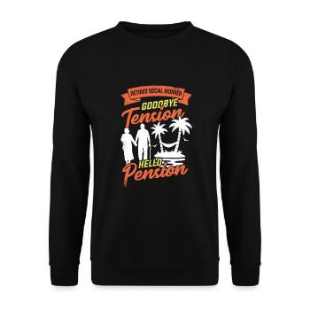 Sozialarbeiter Soziale Arbeit Rente Geschenk - Unisex Pullover - Schwarz - Vorne - Alina (178cm) & Michal (187cm)