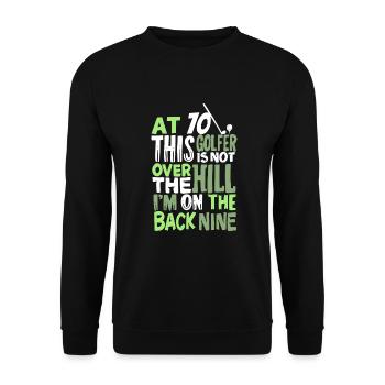 Golf Golfer 70. Geburtstag Geschenk 70 - Unisex Pullover - Schwarz - Vorne - Alina (178cm) & Michal (187cm)