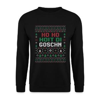 hoho hoit di Goschn Ugl Christmas - Unisex Pullover - Schwarz - Vorne - Alina (178cm) & Michal (187cm)