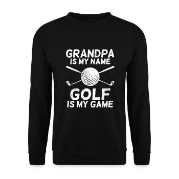 Golfer Opa Golfen Golfspieler Großvater Geschenk - Unisex Pullover - Schwarz - Vorne - Alina (178cm) & Michal (187cm)