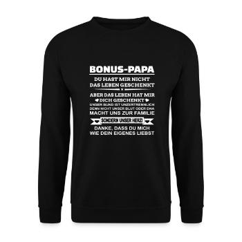 Bonus Papa Stiefvater Familie Patchwork Liebe - Unisex Pullover - Schwarz - Vorne - Alina (178cm) & Michal (187cm)