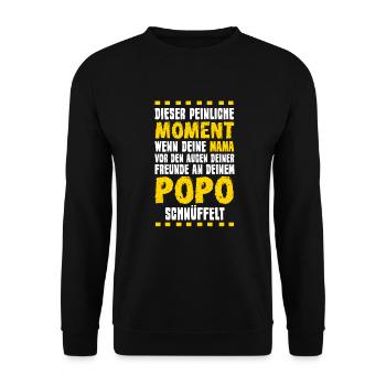 Dieser peinliche Moment lusitger Babyspruch - Unisex Pullover - Schwarz - Vorne - Alina (178cm) & Michal (187cm)