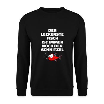der leckerste Fisch ist der Schnitzel - Unisex Pullover - Schwarz - Vorne - Alina (178cm) & Michal (187cm)